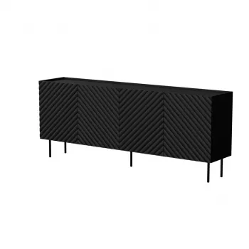 Komoda cama meble LUCCA 4D, 200×40×80 cm, juoda, medžio drožlių plokštės korpusas