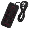Maclean MCE391 B ilginimo lizdas – 6 kištukiniai lizdai, 4×USB-A + 1×USB-C, 110–240V, 2500W, 3 m laidas, juodas
