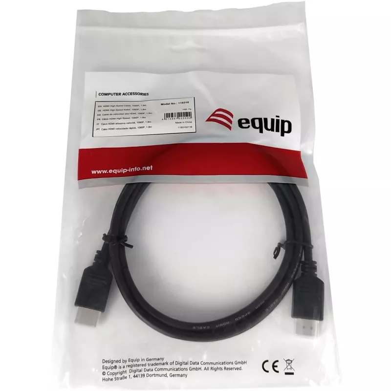 HDMI laidas Equip 1,8 m 1080P juodas