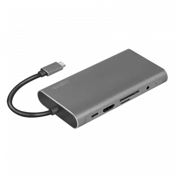 LogiLink UA0383 Docking stotelė ir prievadų replikatorius, laidinis USB 3.2 Gen 1 (3.1 Gen 1) Type-C, sidabrinis