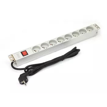 DIGITUS Professional a-19-STRIP-2-IMP - maitinimo paskirstymo įrenginys (stelažinis, 1U) - 8 lizdai, 250 V, 1,8 m laidas