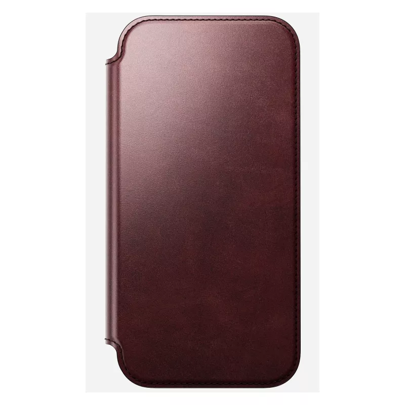 Dėklas telefonui Nomad Modern Leather Folio, skirtas iPhone 17 Pro Max — odinis, TPU, PC, aliuminis, bordo spalvos, 16 cm (6,3 colio)