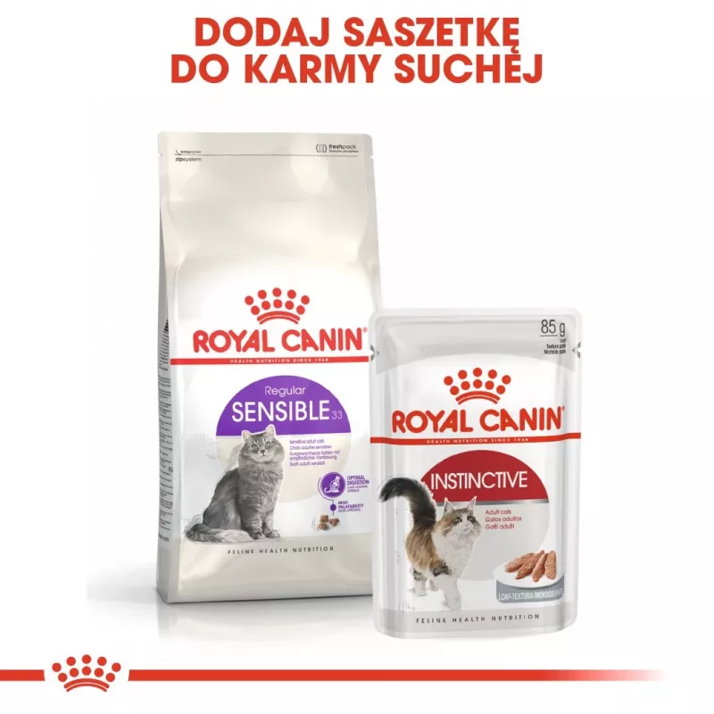 Sausas kačių ėdalas Royal Canin Sensible 33 suaugusioms katėms, 10 kg – vištiena, 33% baltymų, šlapimo takų kontrolė