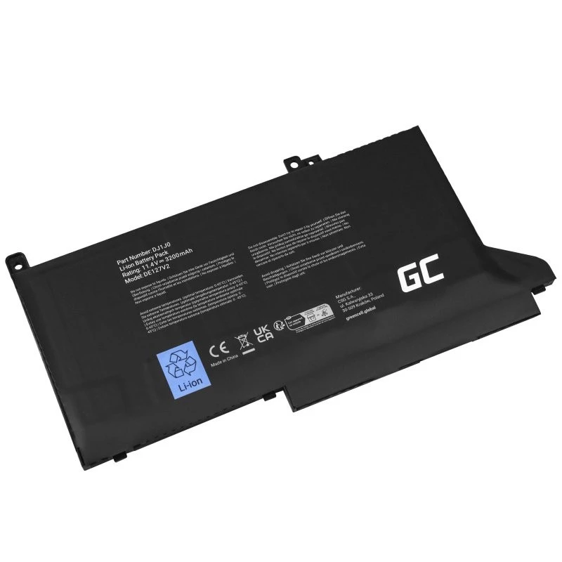 Baterija Green Cell DE127V2, skirta DELL Latitude – 11.4 V LiPo 2700 mAh, 3 elementai, juoda