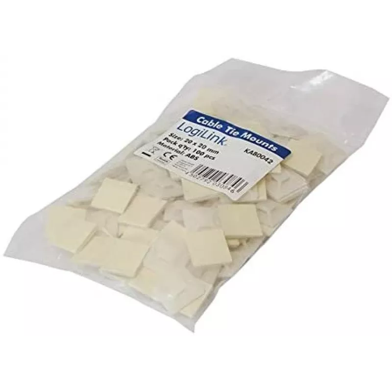 Kabelių raiščių tvirtinimo pagrindas LogiLink KAB0042 smėlio spalvos ABS 100 vnt.