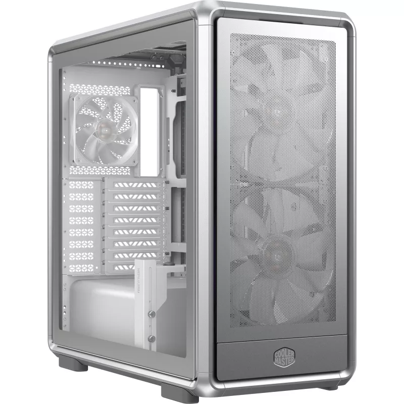 PC korpusas Cooler Master MasterFrame 600 Mesh sidabrinis – ATX/EATX, priekyje 2×200mm, 2.5 colio/3.5 colio diskams
