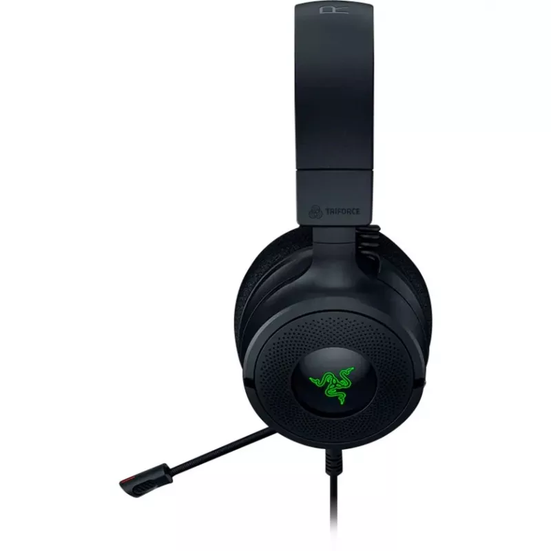 Razer Kraken V4 X – laidinės ausinės žaidimams (TriForce 40 mm tvarkyklės, įtraukiamas kardioidinis mikrofonas, 7.1 erdvinis garsas, Chroma RGB, skirta PC, konsolei ir telefonui)