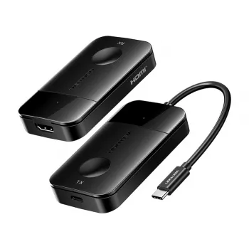Vientis belaidis USB-C į HDMI siųstuvas-imtuvas Vention ADOBB — 4K@30Hz, 1×HDMI, USB-C kabelis 1 m, juoda