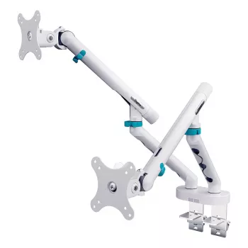Laikiklis monitoriams DIGITUS Dual, dviem 35 colių ekranams, spaustuvas, 2×10 kg, VESA 75–100, pakreipimas -45–90°