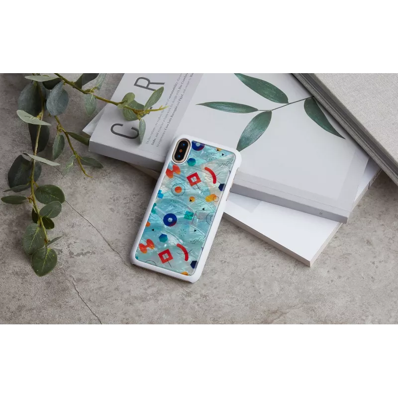 Mobilaus telefono dėklas iKins, skirtas iPhone XS / iPhone X S – baltas „poppin rock“ apsauginis užpakalinis dangtelis
