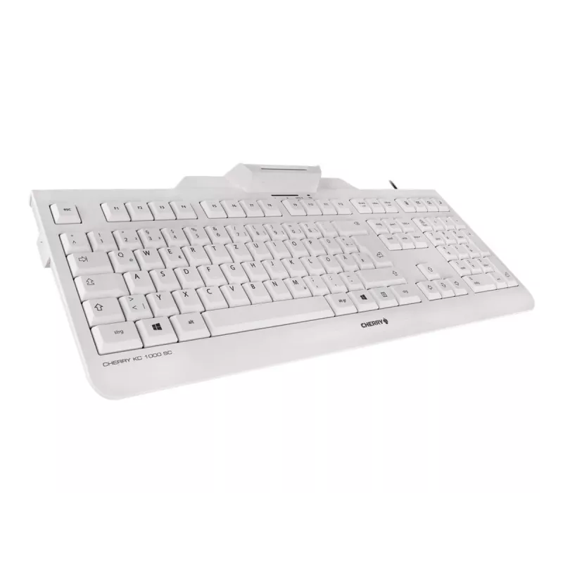 Klaviatūra CHERRY KC 1000 SC, laidi, su išmaniosios kortelės skaitytuvu, šviesiai pilka, USB, QWERTY JK