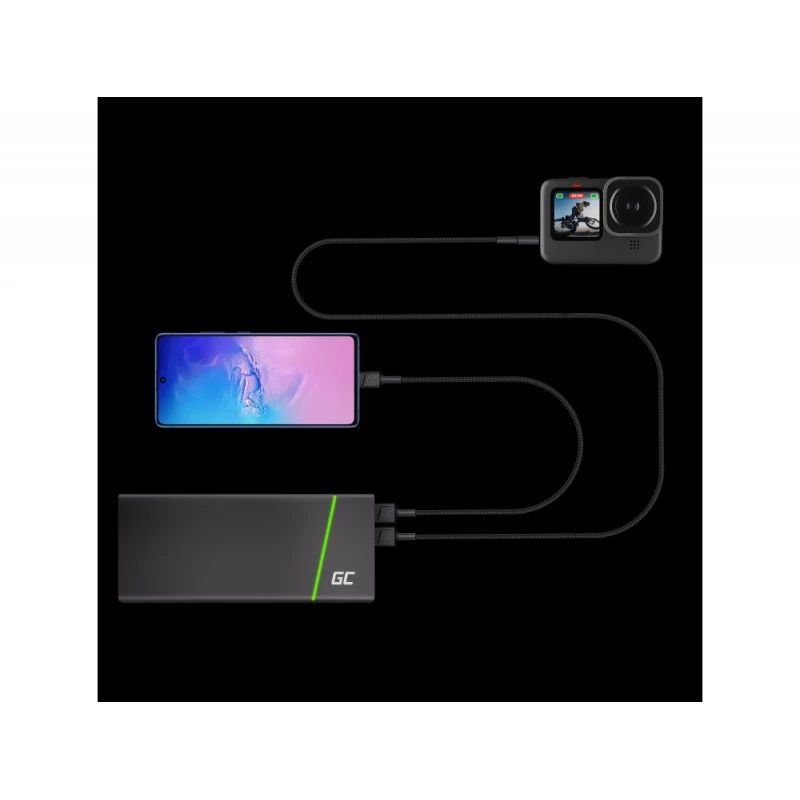 USB laidas Green Cell KABGC22 USB 2.0 1,2 m USB A USB C juodas