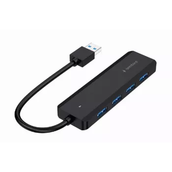 USB šakotuvas Gembird 4 prievadų USB 3.1 (Gen 1) — 4 prievadai, USB 3.2 Gen 1 Type-A, 5V/2,1A, 109×30×10 mm, juodas