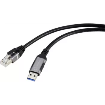 Renkforce USB tinklo adapterio kabelis [1x USB 3.2 Gen 1 kištukas A (USB 3.0) - 1x RJ45 kištukas] 1,80 m Aliuminio kištukas (RF-6055784)