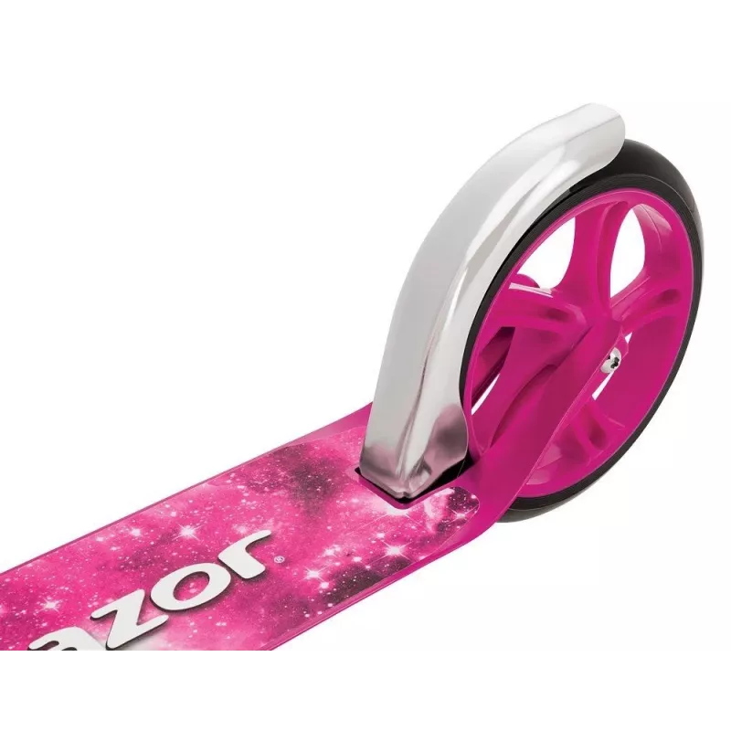 Paspirtukas Razor A5 Lux rožinis – sulankstomas aliuminis, 20 cm poliuretano ratai, reguliuojamas vairas, max apkrova 100 kg