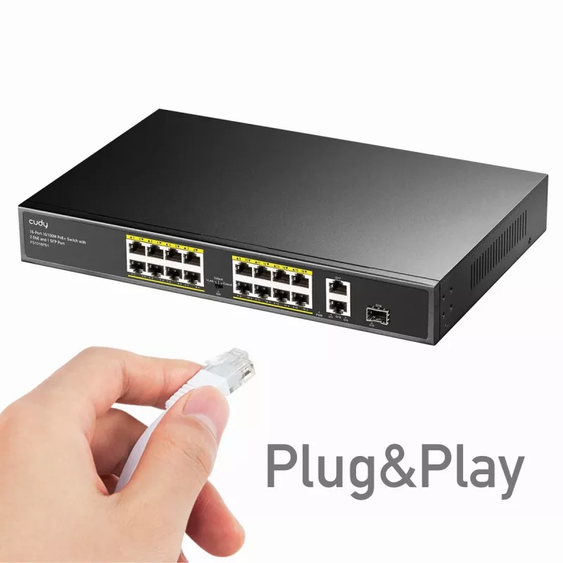 Cudy FS1018PS1 tinklo jungiklis 18 Fast Ethernet prievadų su PoE