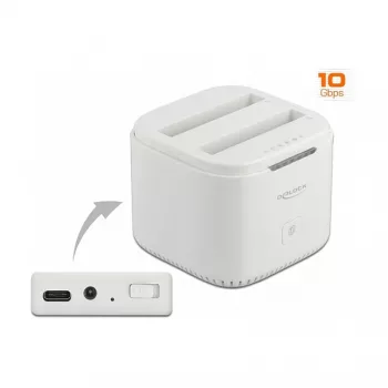 Docking stotelė DeLOCK USB Type-C 3.2, skirta 2 x 2,5 colio SATA HDD/SSD