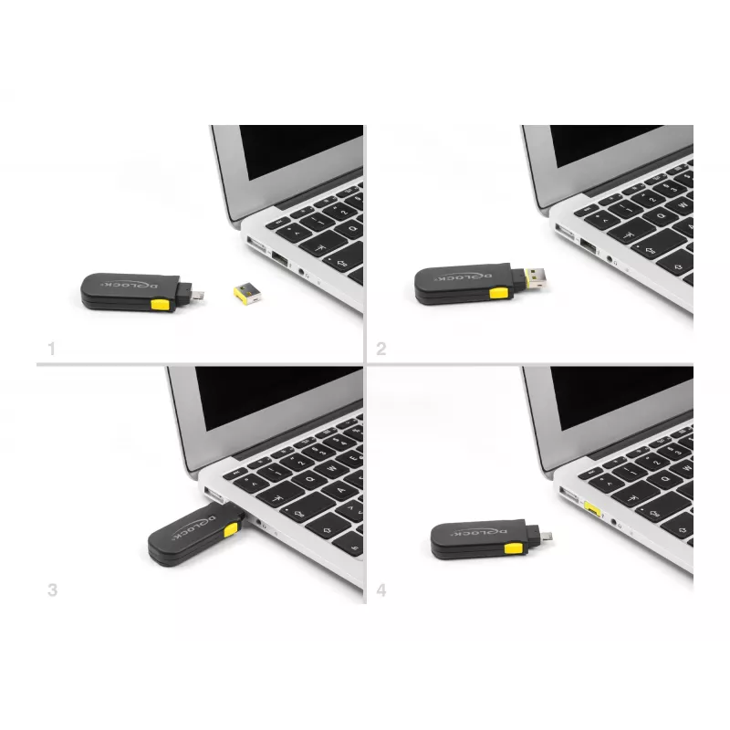USB prievadų blokatorius DeLOCK 22031 (4 vnt., juodas/geltonas)