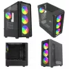 PC korpusas SAVIO Noctis Glass RGB — Juodas, ATX/Micro-ATX, 210×410×450 mm, 3×120 mm priekiniai ventiliatoriai