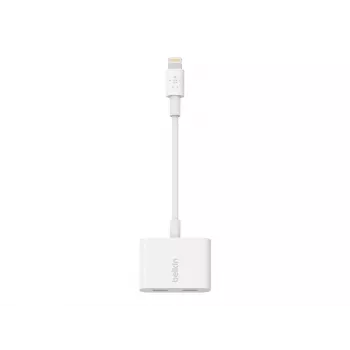 Belkin Lightning Audio + Charge RockStar kabelis, 11,5 cm, baltas (F8J198btWHT)