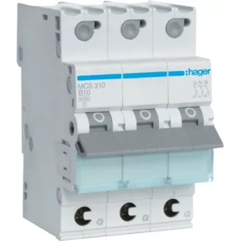 Hager MCS310 automatinis jungiklis 10 A, C tipo, 3 moduliai