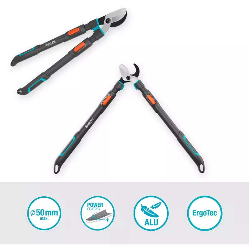 Gardena genėjimo žirklės TeleCut Pro L Pilka/turquoise 65cm - 90cm (12041-88)