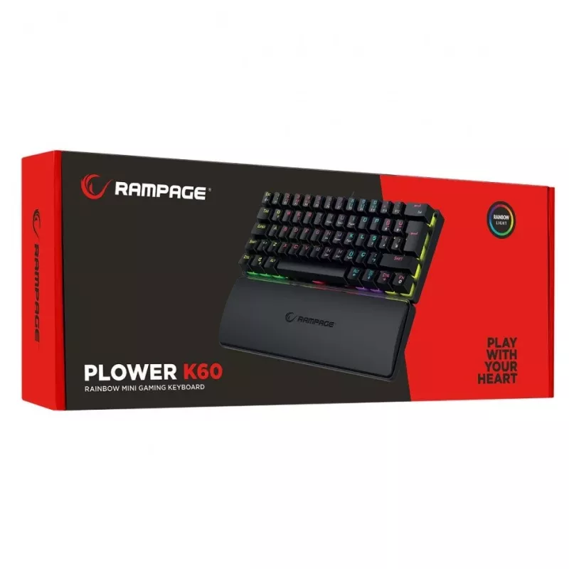 Mechaninė klaviatūra RAMPAGE PLOWER K60 su Blue jungikliais ir RGB foniniu apšvietimu