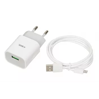 Maitinimo blokas iBOX C-41 USB 2.4A, 1 USB prievadas, microUSB laidas, Baltas