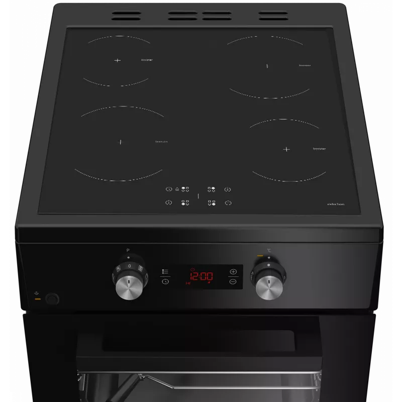 Indukcinė viryklė su elektrine orkaite Beko FSM59305BDT, 60 L, 50 cm, juoda, A energijos klasė, 4 zonų indukcinė kaitlentė su boost