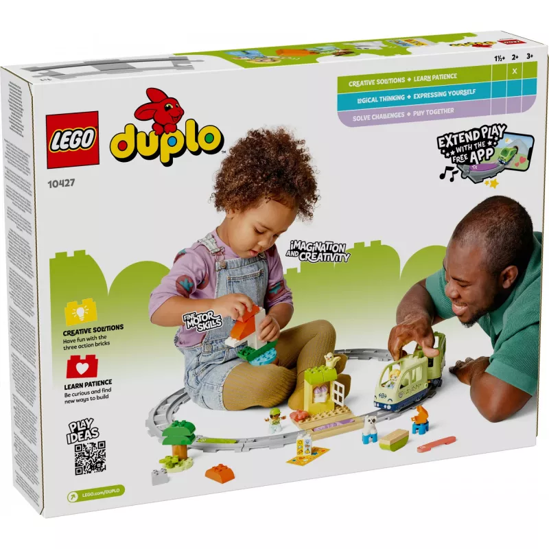 Traukinuko rinkinys LEGO DUPLO Interaktyvus nuotykių geležinkelis 10427, 57 dalių, 2 minifigūrėlės, nuo 2 metų
