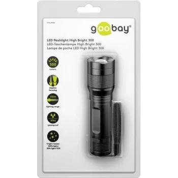 Goobay LED žibintuvėlis High Bright 300, juodas – puikus pasirinkimas laisvalaikiui, sportui, stovyklavimui, žvejybai, medžioklei ir pagalbai kelyje (44560)