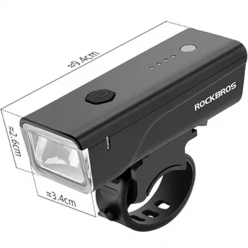 Rockbros Dviračio žibintas + USB-C – USB-A laidas 260 lm Juodas