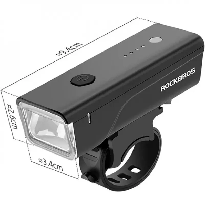 Rockbros Dviračio žibintas + USB-C – USB-A laidas 260 lm Juodas