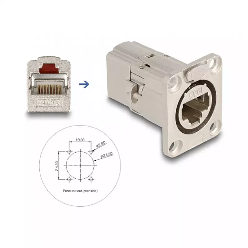 DeLOCK 67062 D tipo RJ45 Cat.6A STP įmontuojamas jungiklis, metalinis