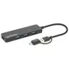 Manhattan USB-C & USB-A jungties stotelė / USB šakotuvas, 4x USB-A, 5 Gbps (USB 3.2 Gen1), maitinamas per USB