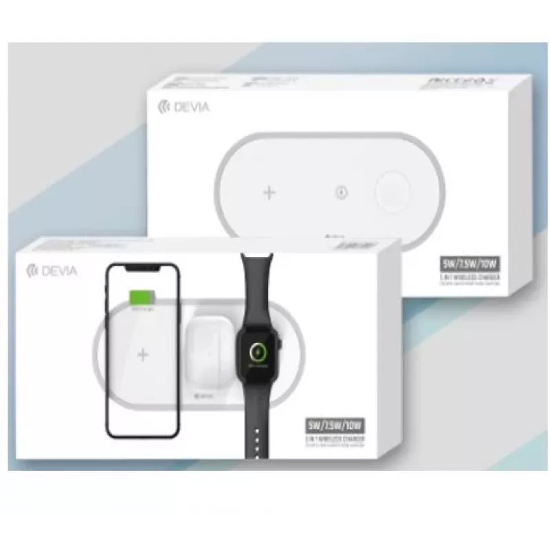 3-in-1 belaidis įkroviklis Devia V4 10W – išmaniesiems telefonams, Apple Watch, ausinėms