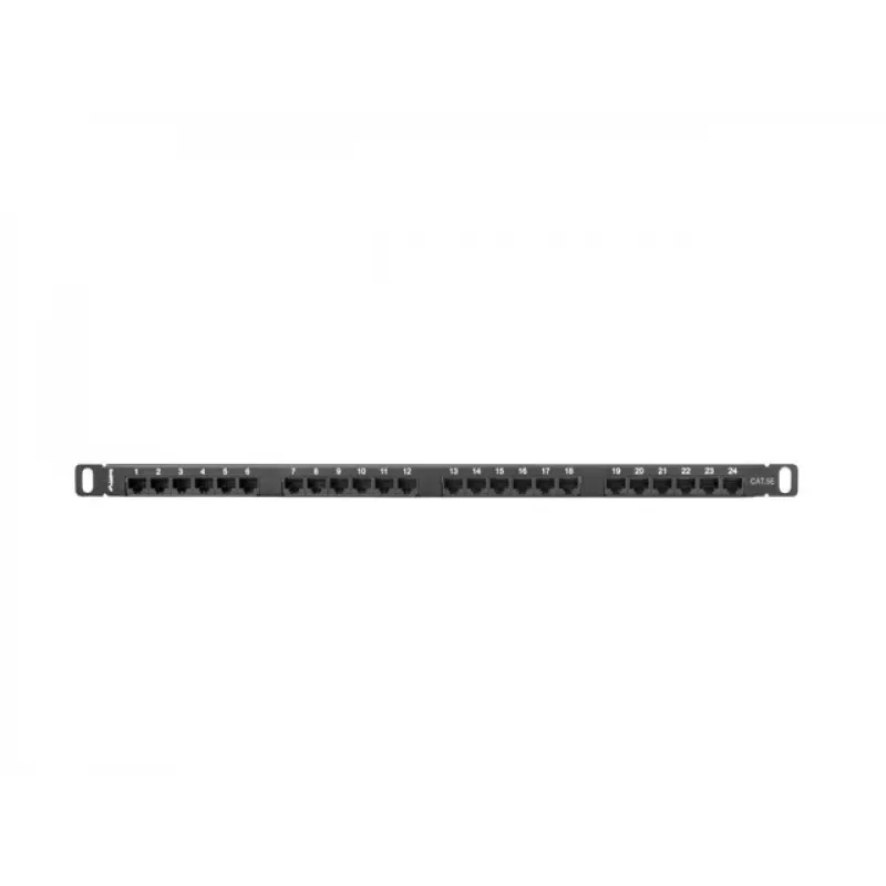 Lanberg PPU5-0024-B - 24 prievadų RJ-45 Cat5e skydelis, 19 colių, 0,5U, juodas
