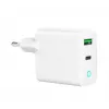 Sieninis įkroviklis GEMBIRD, Universalus, 1× USB Type-C 20W, 1× USB-A 3.0 QC 18W, LED indikatorius, Baltas