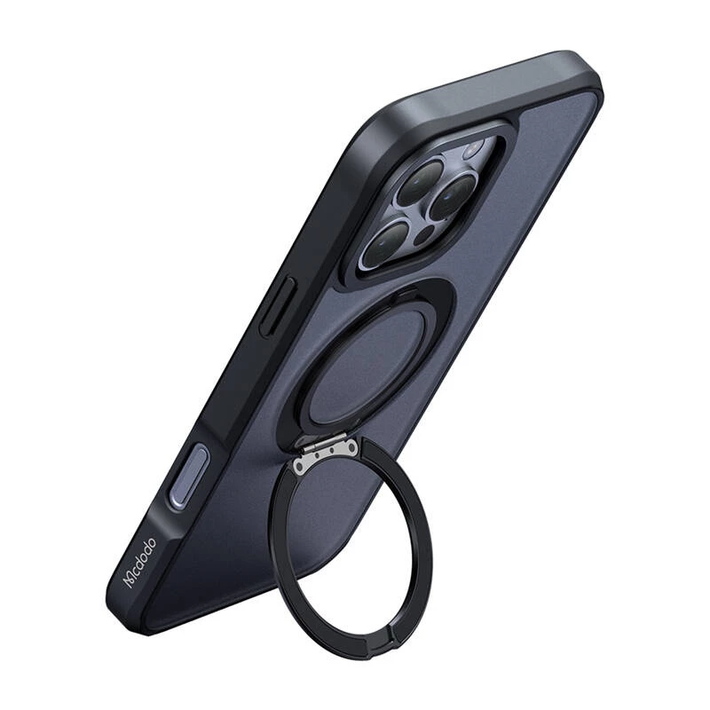 Apsauginis dėklas McDodo PC-4932 iPhone 16 Pro su integruotu stoveliu, juodas