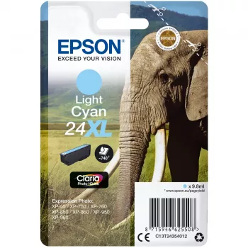 Epson Elephant Singlepack Light Cyan 24XL Claria Photo HD rašalas