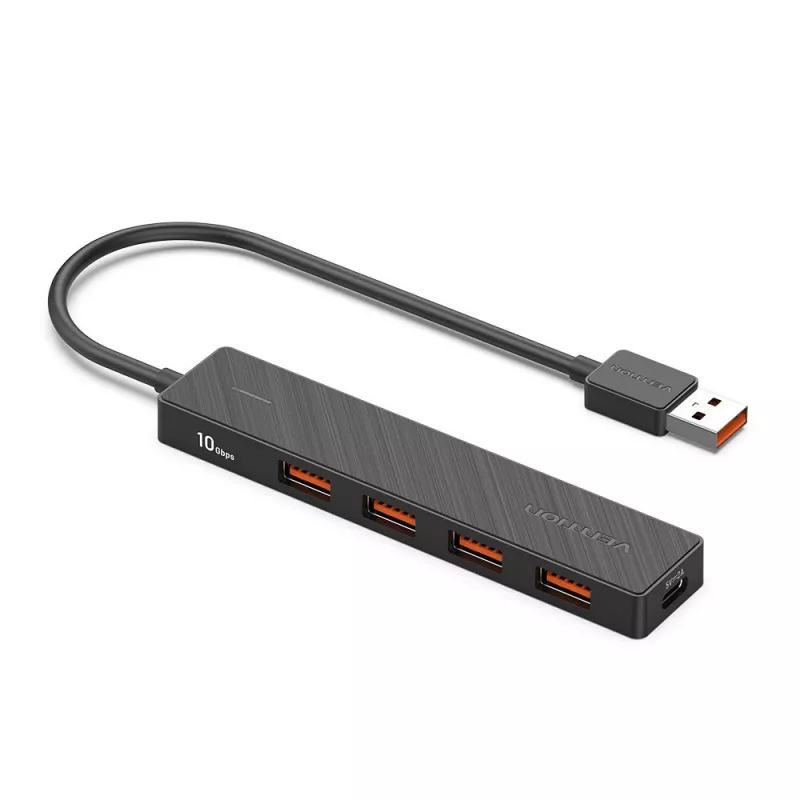 USB 3.2 Gen 2 5-in-1 Multiport Hub Vention CHOBB — 5 prievadai (4× USB 3.2 Gen 2 Type-A, 1× USB 3.2 Gen 1 Type-A), 0,15 m, ABS, juoda