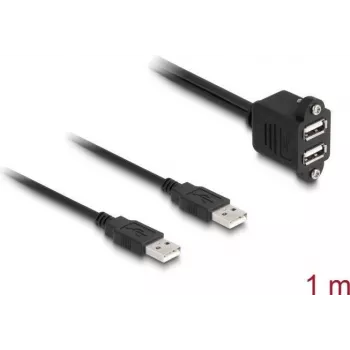 DeLOCK USB 2.0 laidas 2 x USB Type-A kištukas – 2 x USB Type-A lizdas 1 m juoda