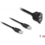 DeLOCK USB 2.0 laidas 2 x USB Type-A kištukas – 2 x USB Type-A lizdas 1 m juoda