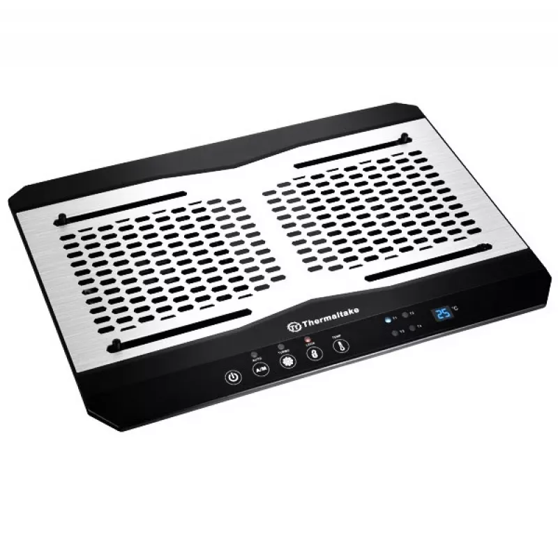 Aušinimo padėklas nešiojamam kompiuteriui THERMALTAKE CL-N002-PL12BL-A su 12 cm ventiliatoriumi, aliuminis ir plastikas, 390×277.5×49.3 mm, 1000–1300 RPM