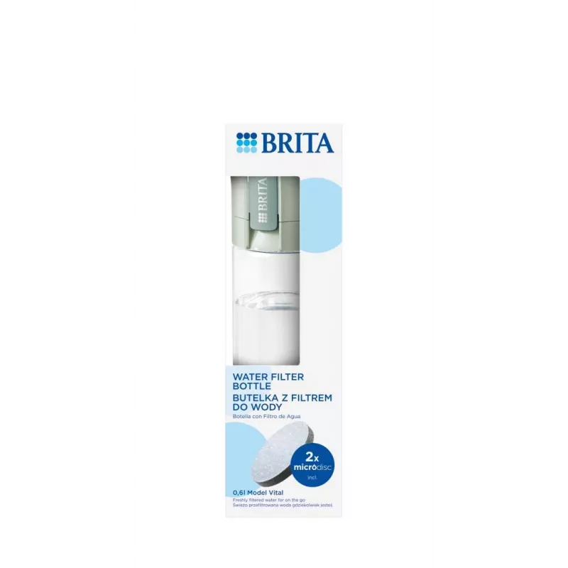 Daugkartinio naudojimo vandens butelis BRITA Fill&Go Vital 600 ml su įmontuotu MicroDisc filtru, Žalias