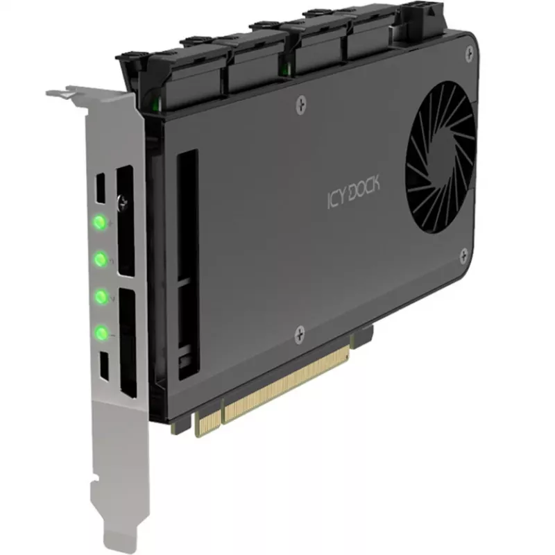 Adapterinė kortelė 4 x M.2 NVMe SSD kietųjų diskų dėžė, icy dock MB204MP-B