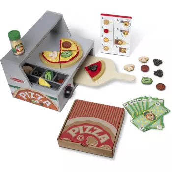 Virtuvės aksesuaras žaidimams Spin Master Melissa & Doug Top & Bake Pizza skaitiklis, apsimestinės picos rinkinys