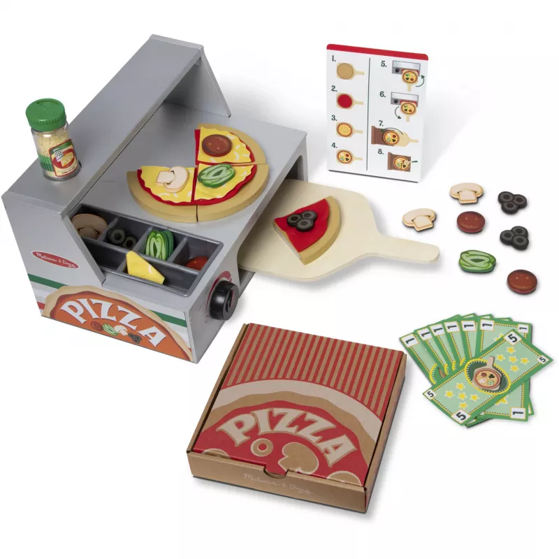 Virtuvės aksesuaras žaidimams Spin Master Melissa & Doug Top & Bake Pizza skaitiklis, apsimestinės picos rinkinys