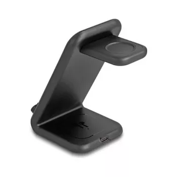 DELOCK 66941 Belaidis įkroviklis 3 viename išmaniesiems telefonams, laikrodžiams ir ausinėms, USB Type-C, 15 W, juodas