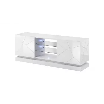 TV spintelė cama meble QIU 160 – baltas blizgus MDF, 1600×420×570 mm